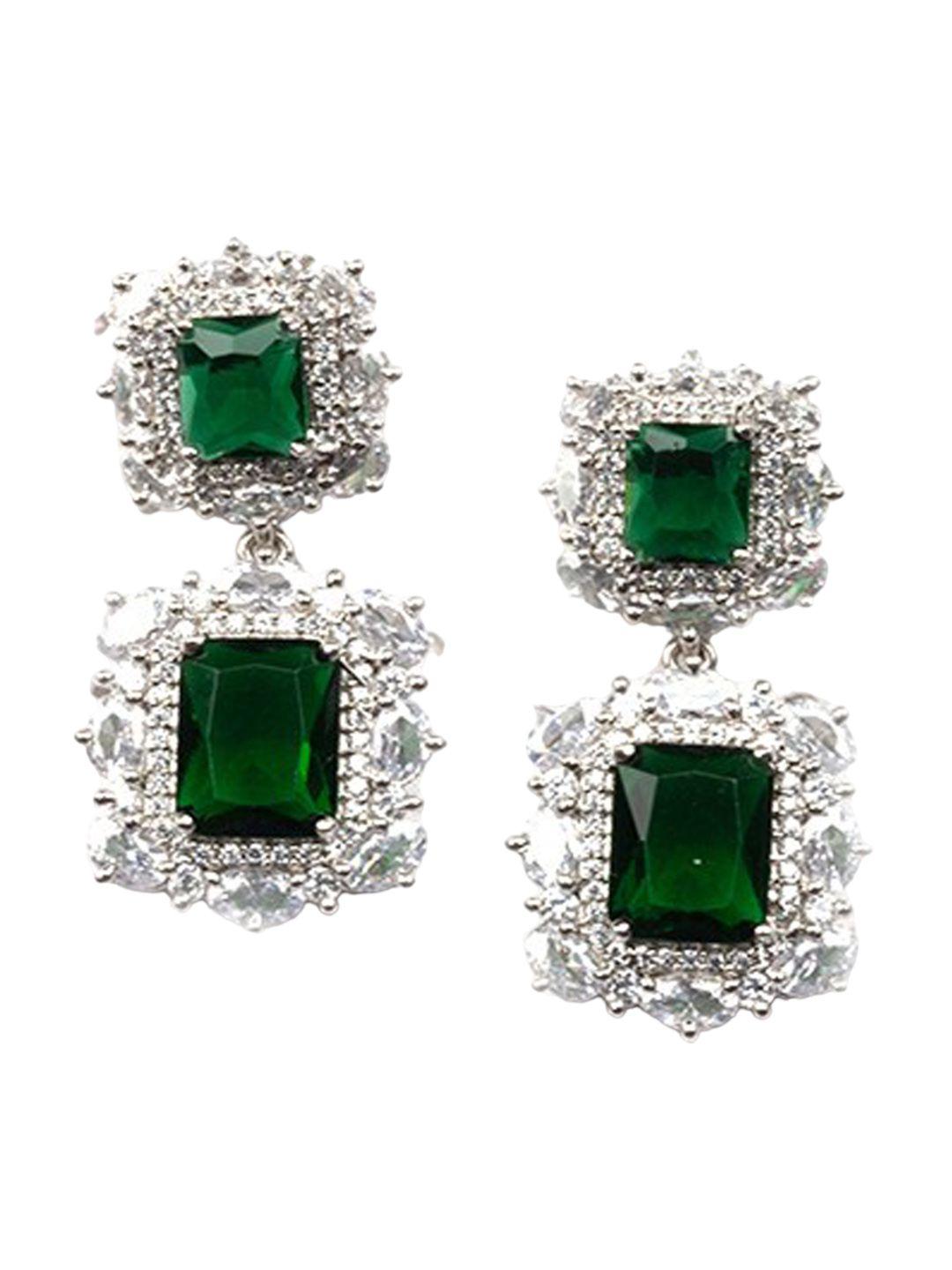 Rhodium Plated Cz Studded Pendant Set