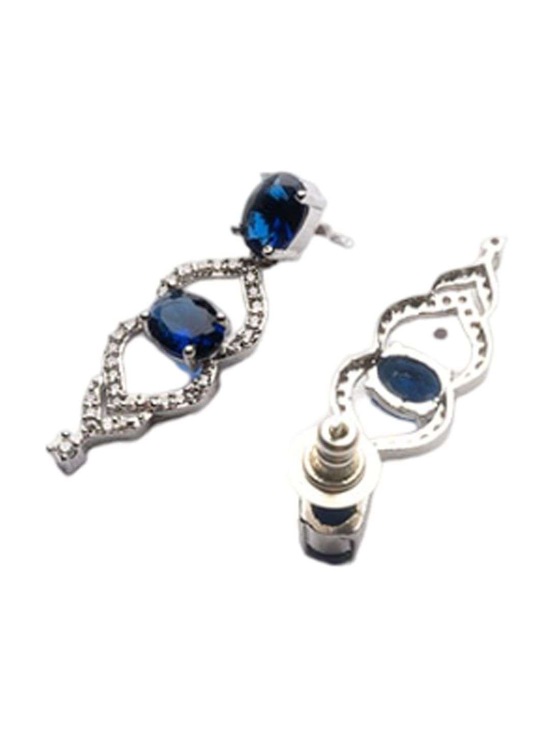 Rhodium Plated Cz And Ad Studded Jewellery Set - Indya