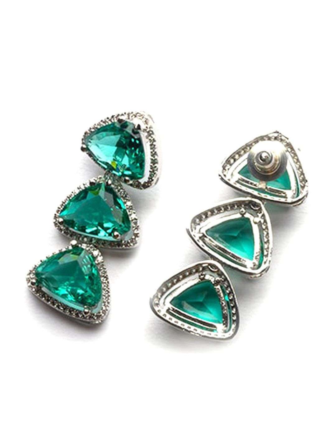 Silver Plated Cz Studded Jewellery Set - Indya