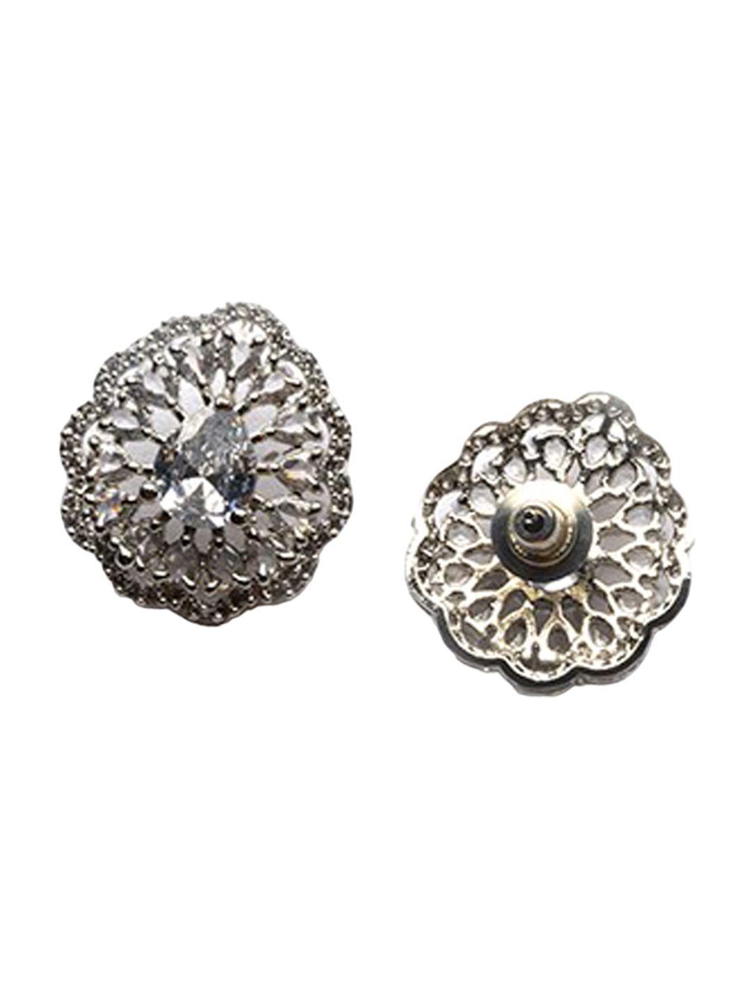 Silver Plated Cz And Ad Studded Jewellery Set