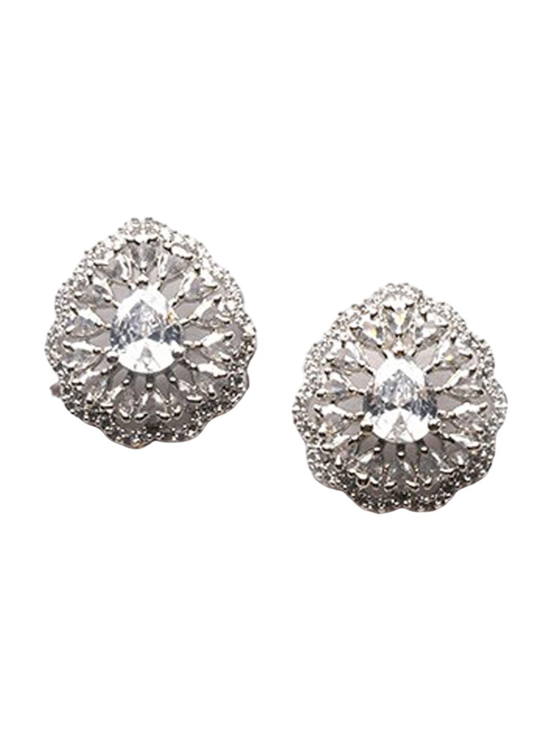 Silver Plated Cz And Ad Studded Jewellery Set