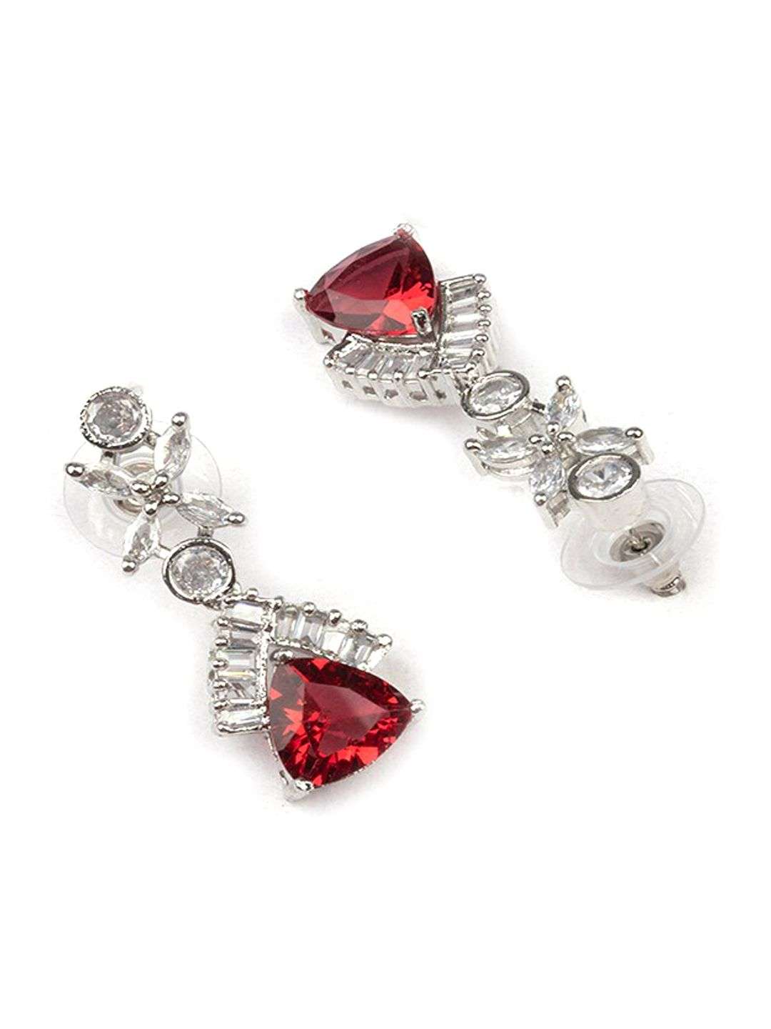 Silver Plated Cz And Ad Studded Jewellery Set - Indya
