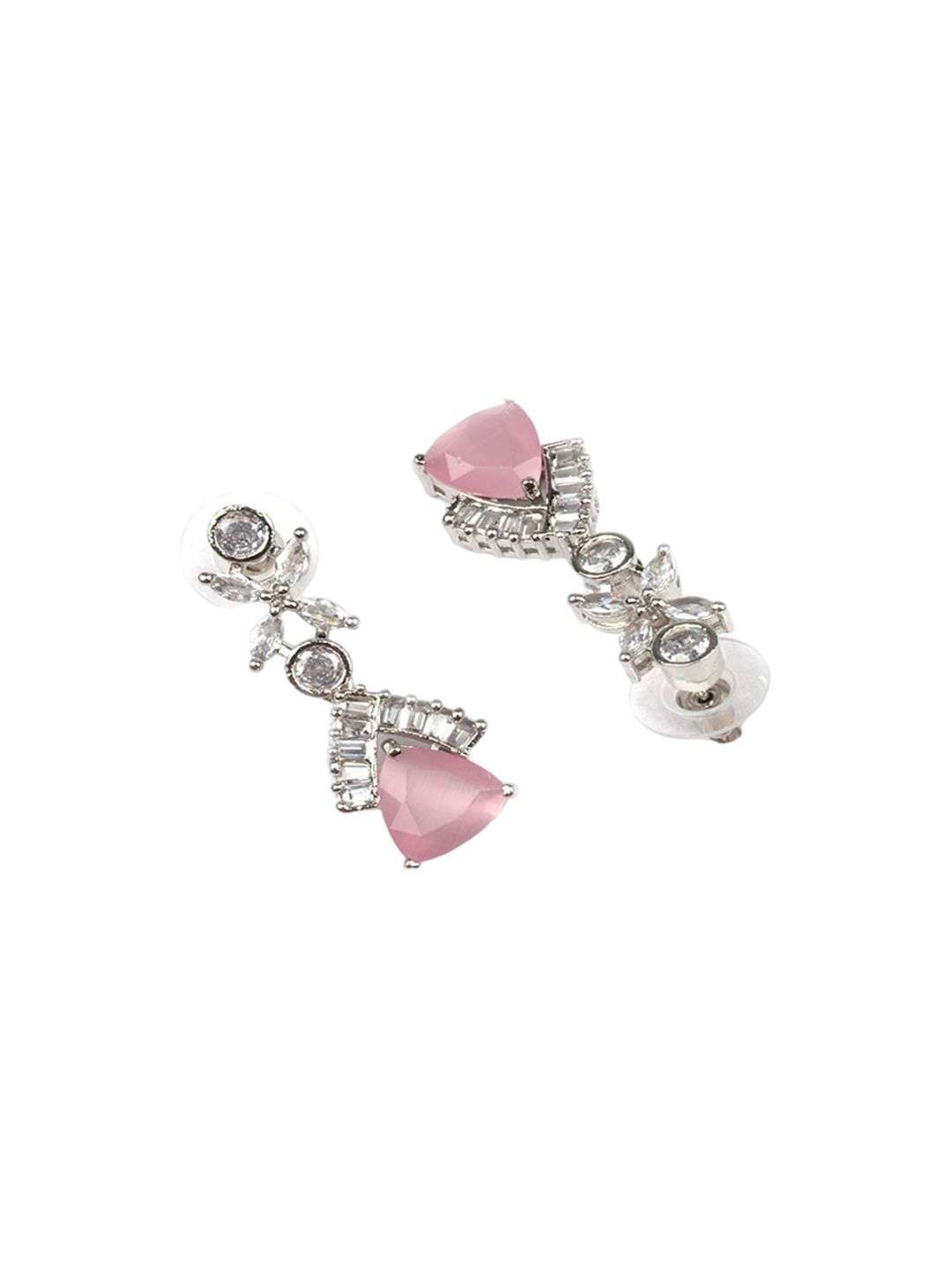 Silver Plated Cz And Ad Studded Jewellery Set - Indya