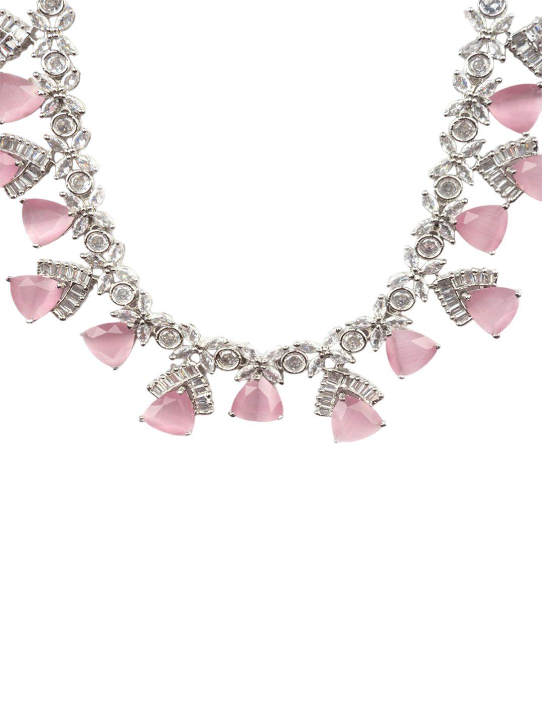 Silver Plated Cz And Ad Studded Jewellery Set