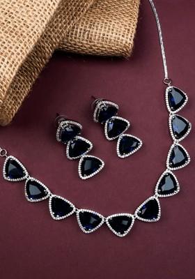 Silver Plated Cz Studded Jewellery Set