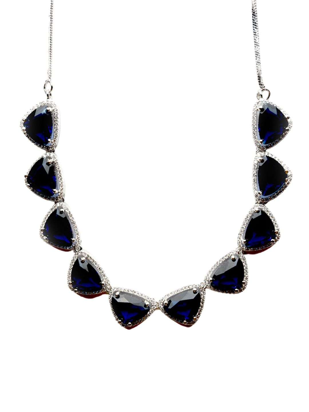Silver Plated Cz Studded Jewellery Set - Indya