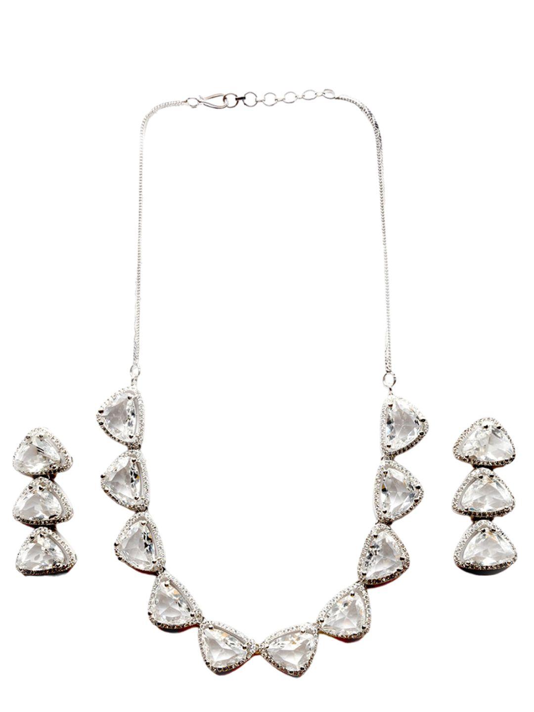 Silver Plated Cz Studded Jewellery Set