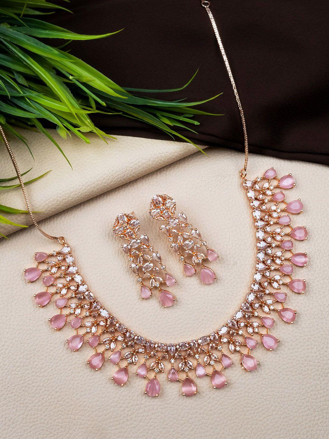 Rose Gold Plated American Diamond Jewellery Set
