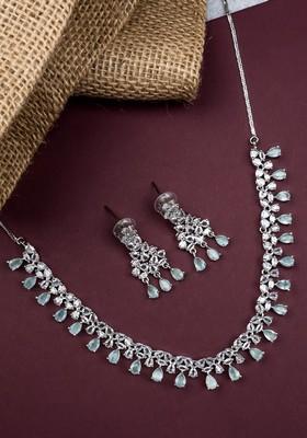 Silver Plated American Diamond Jewellery Set