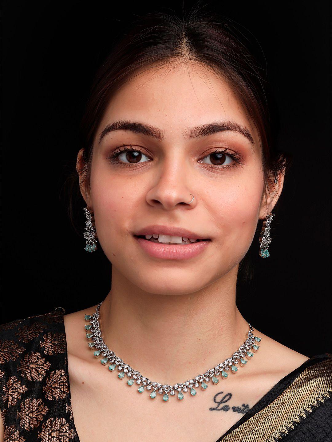 Silver Plated American Diamond Jewellery Set