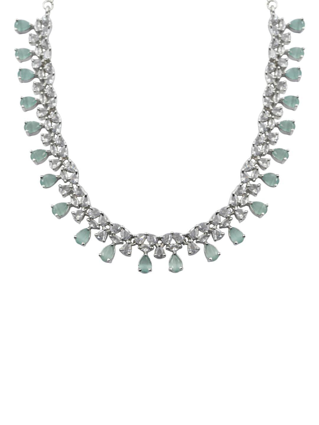 Silver Plated American Diamond Jewellery Set