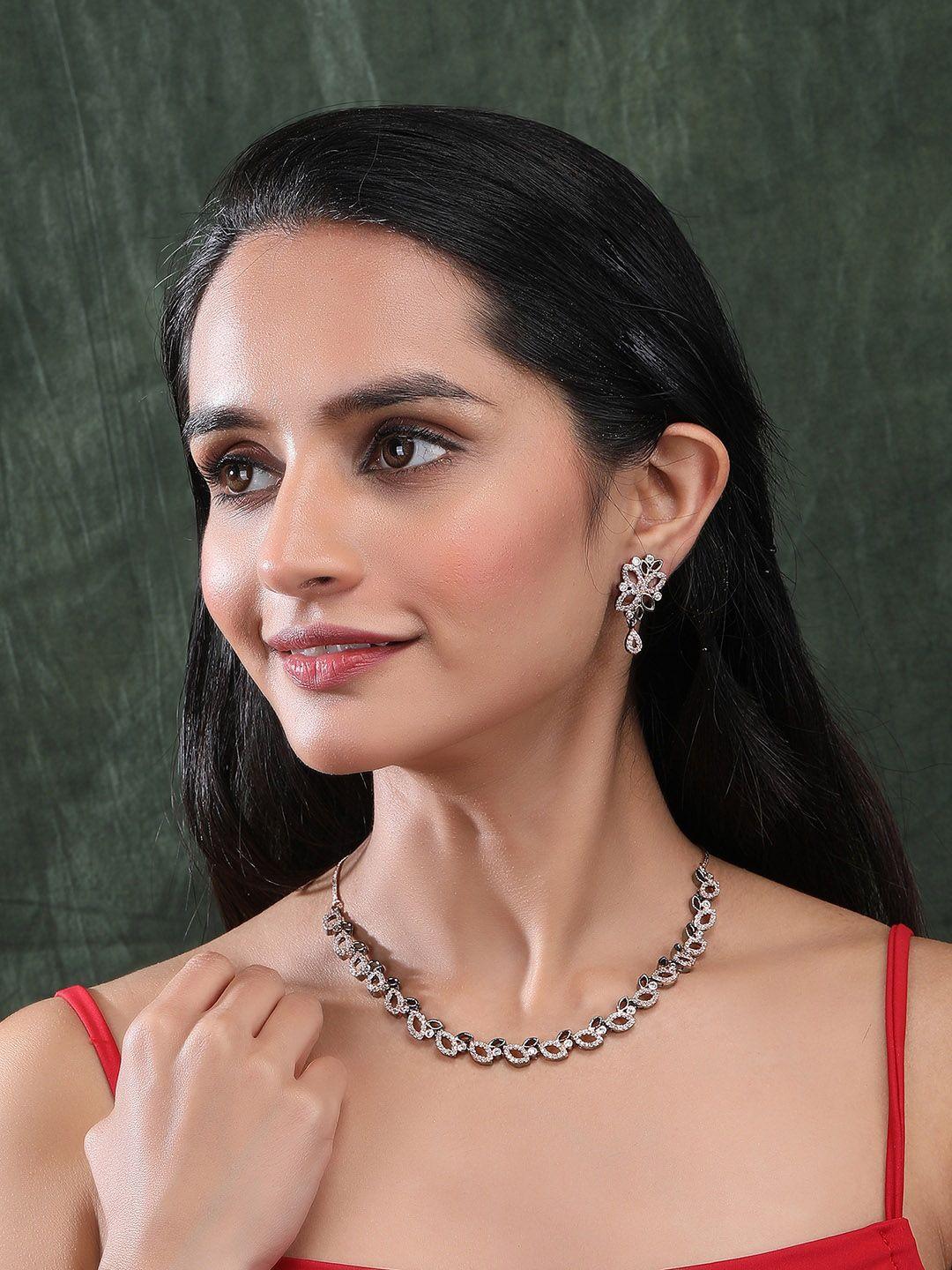 Rhodium Plated Ad Studded Bela Jewellery Set