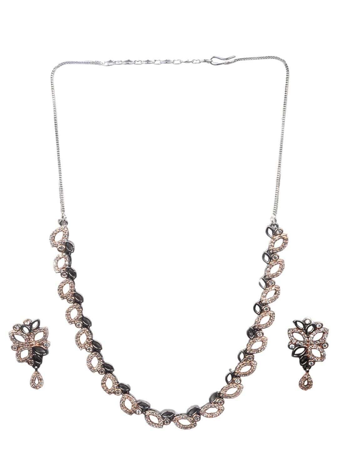Rhodium Plated Ad Studded Bela Jewellery Set - Indya