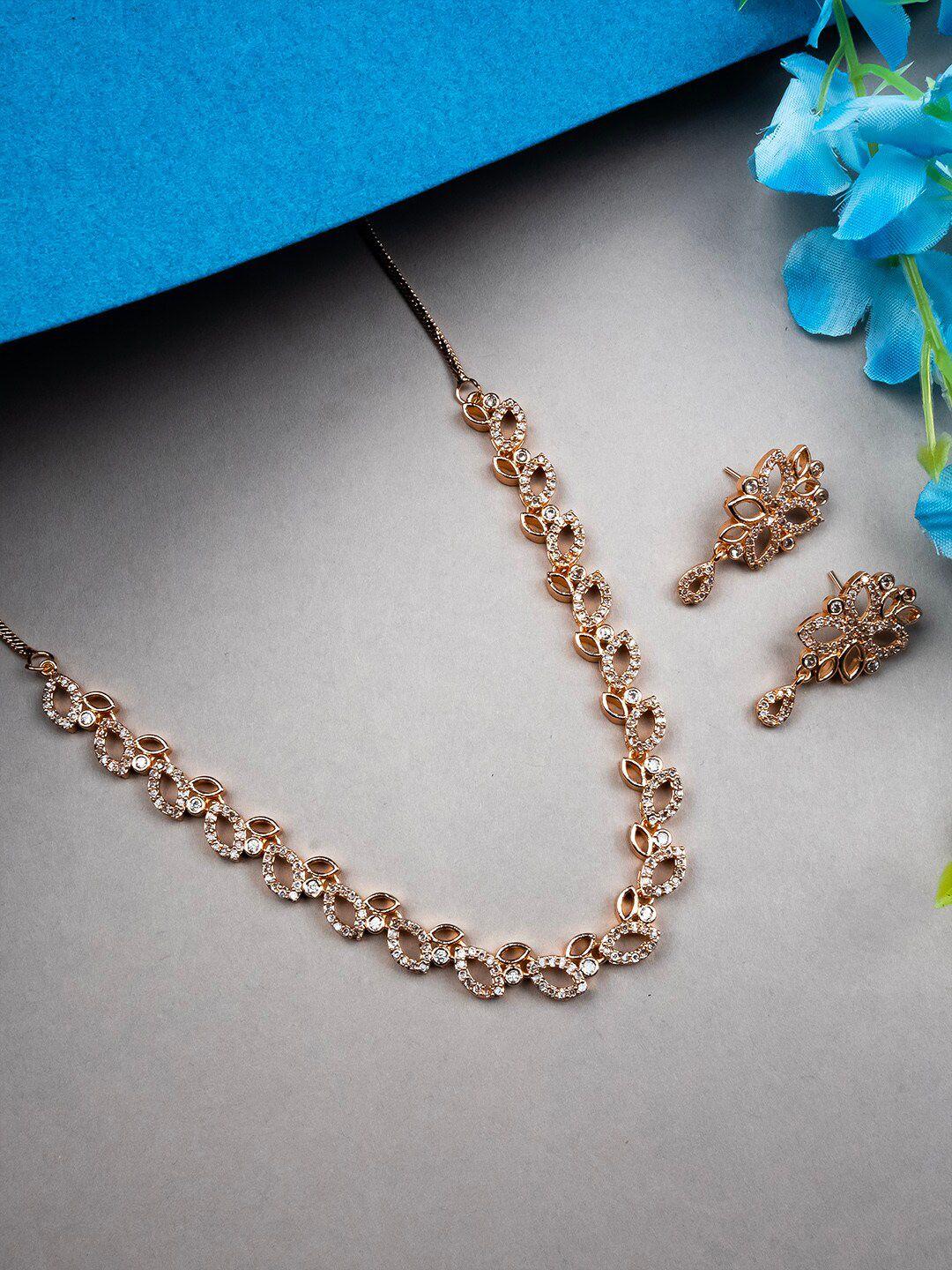 Rose Gold Plated Ad Studded Jewellery Set