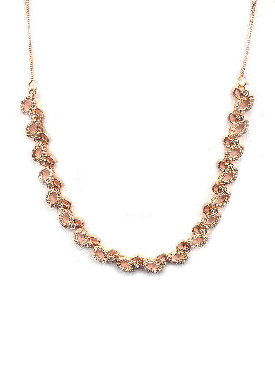 Rose Gold Plated Ad Studded Jewellery Set
