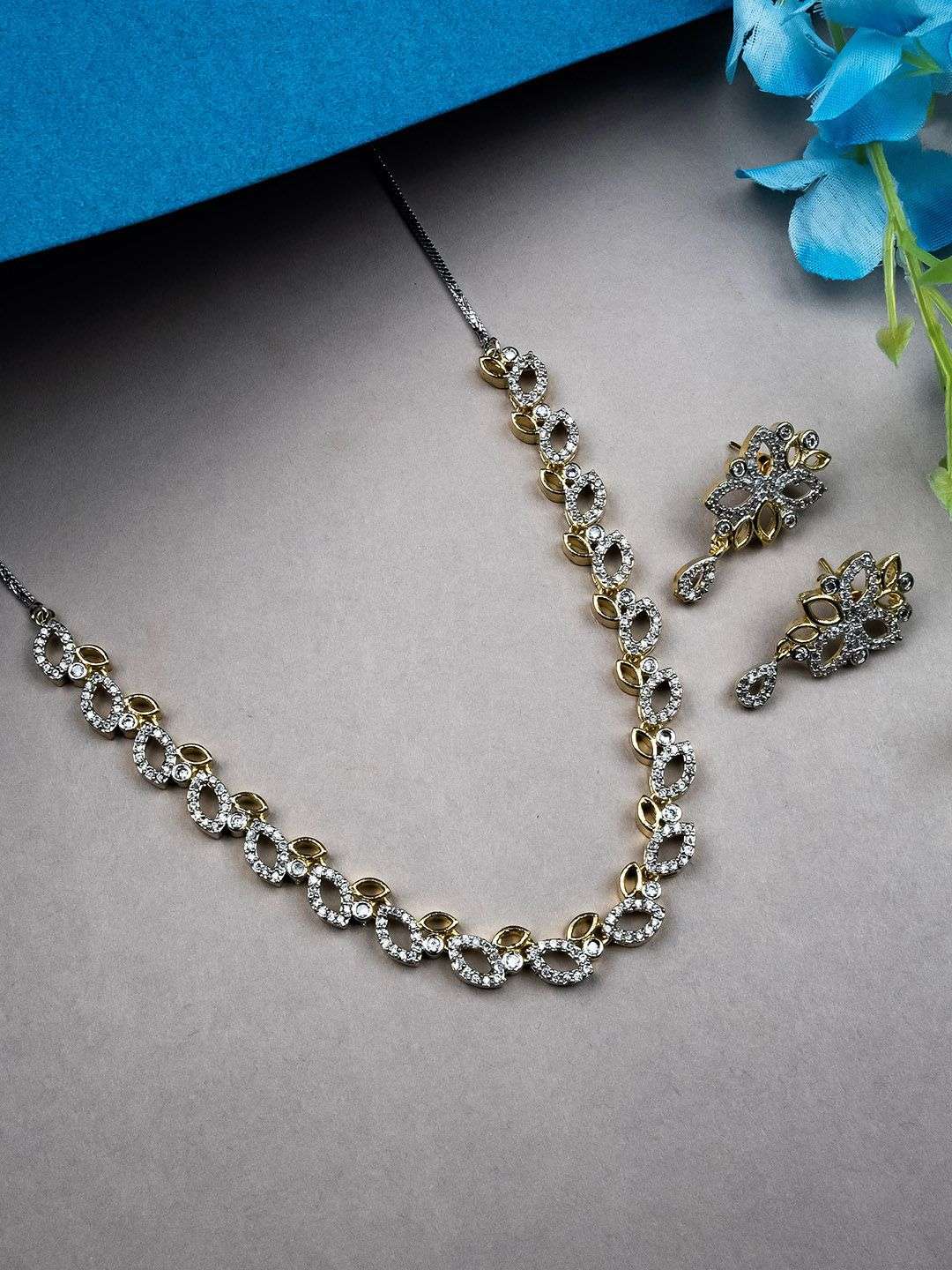 Gold Plated Ad Studded Bela Jewellery Set - Indya