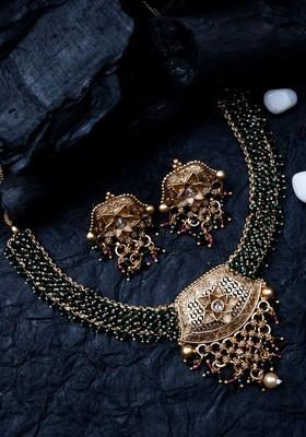 Gold Plated Necklace And Earrings