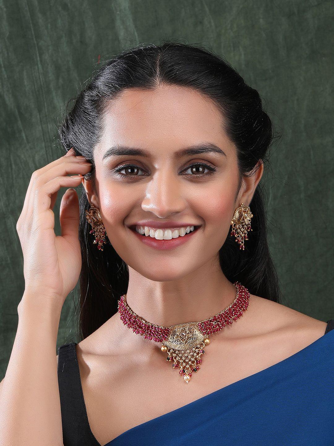 Gold Plated Necklace And Earrings