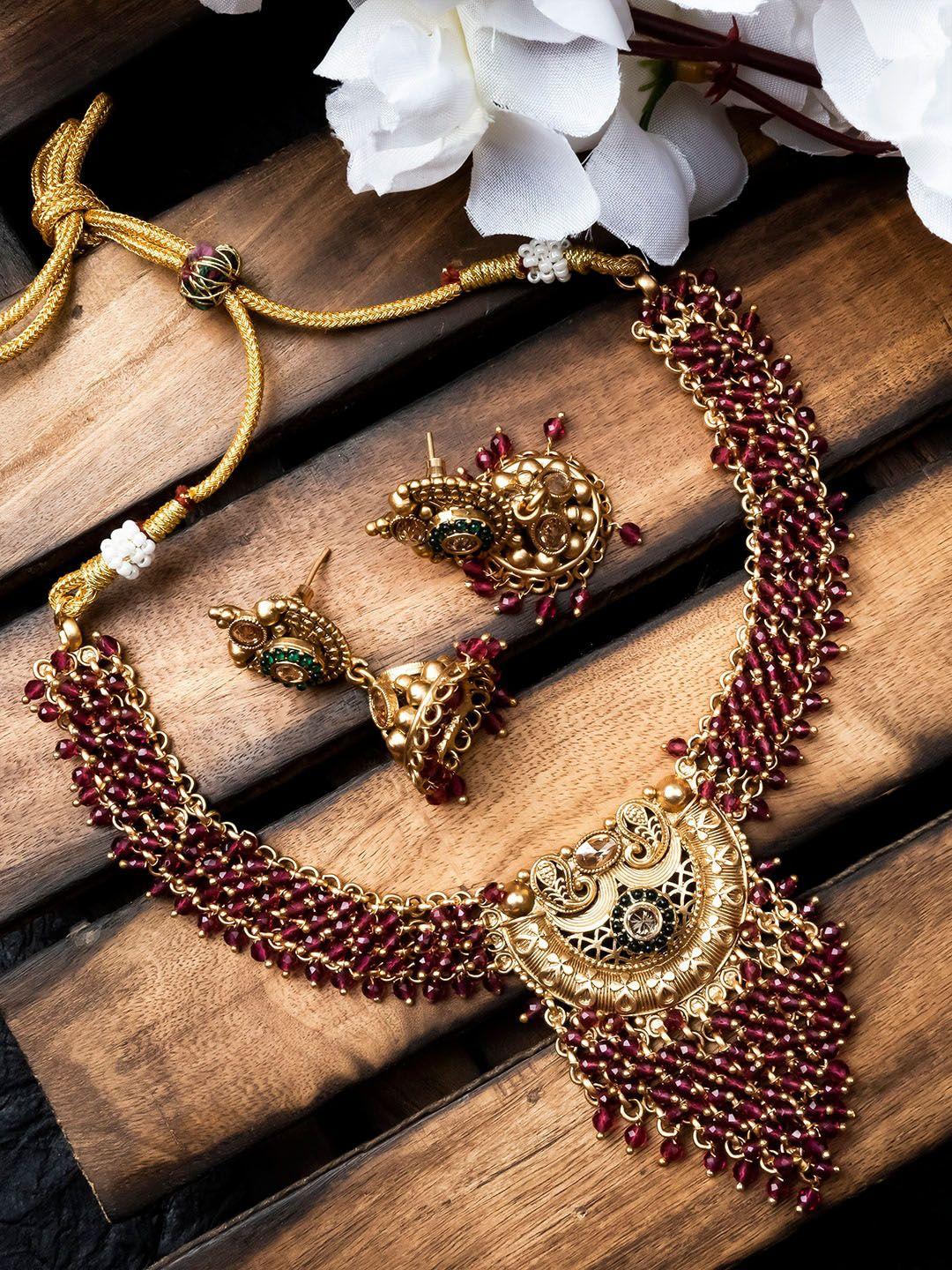 Gold Plated Hydra Beaded Necklace And Earrings