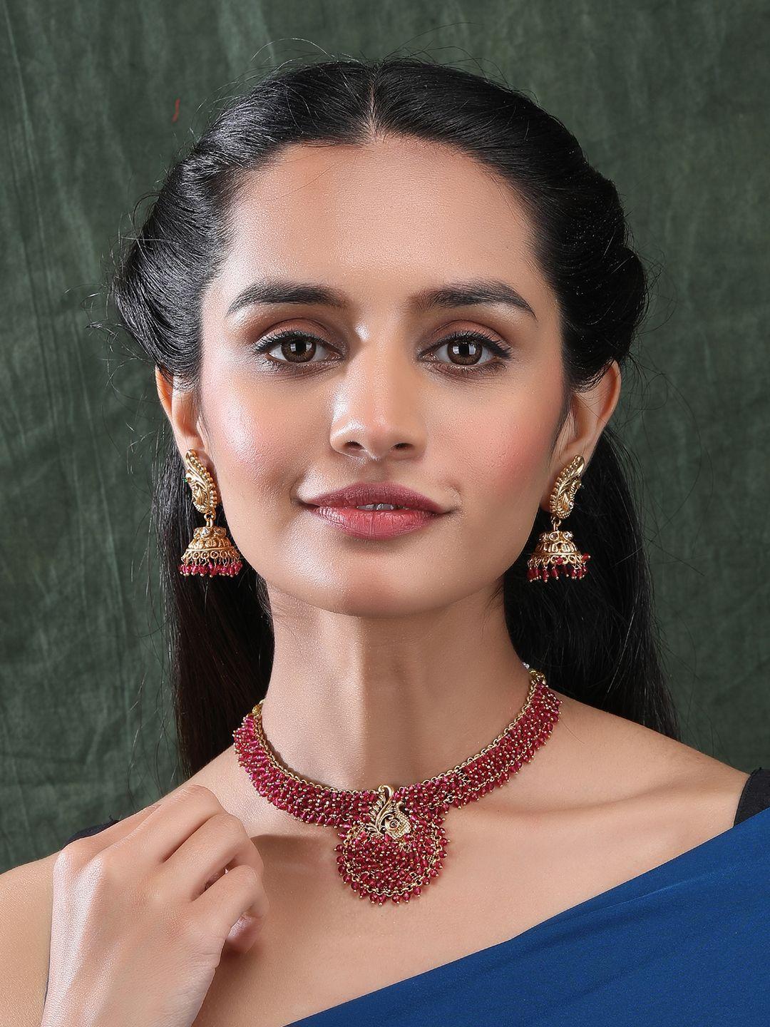 Gold Plated Hydra Beaded Necklace And Earrings