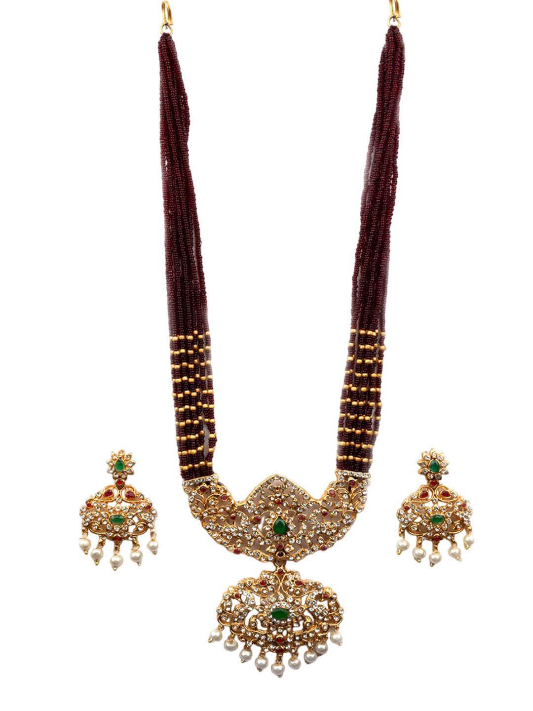 Gold Plated Stone Studded Jewellery Set