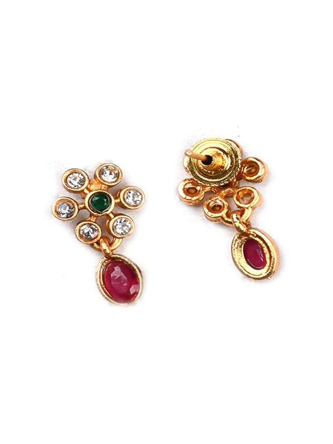 Gold Plated Stones Studded Flower Jewellery Set