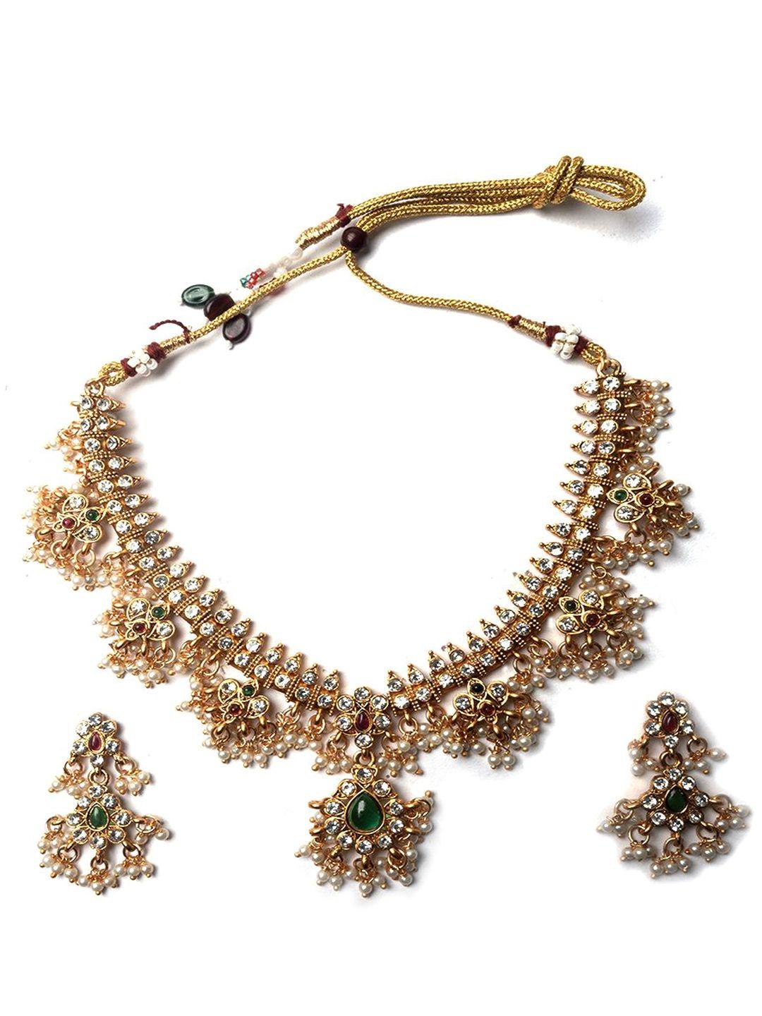 Gold Plated Stone Studded Jewellery Set