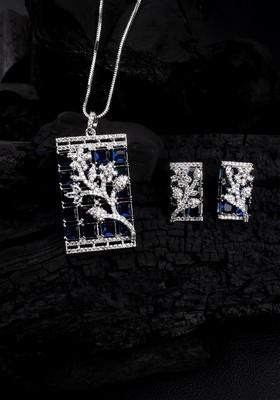 Silver Plated American Diamond Jewellery Set