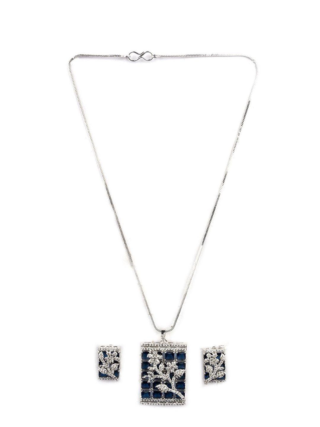Silver Plated American Diamond Jewellery Set