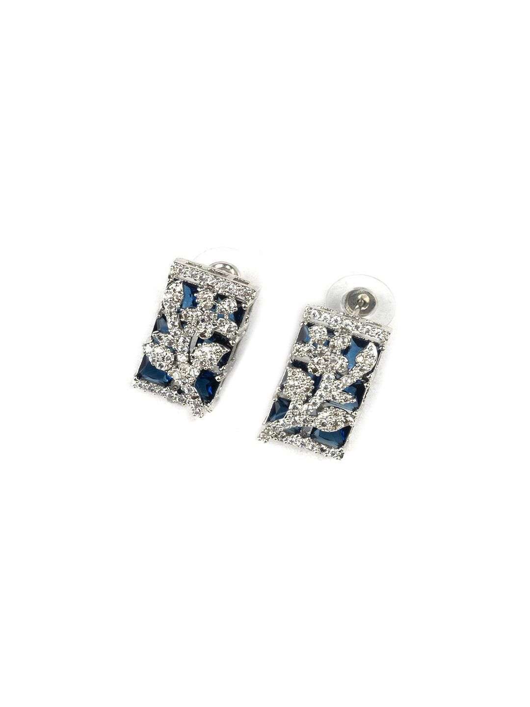 Silver Plated American Diamond Jewellery Set - Indya