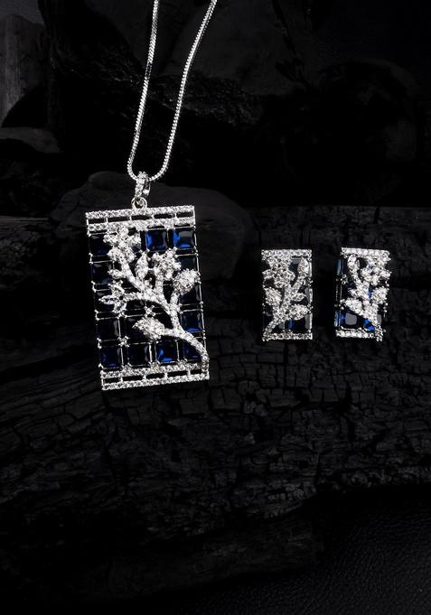 Silver Plated American Diamond Jewellery Set