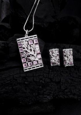Silver Plated American Diamond Studded Jewellery Set