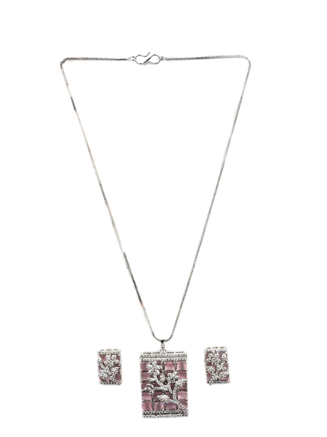 Silver Plated American Diamond Studded Jewellery Set