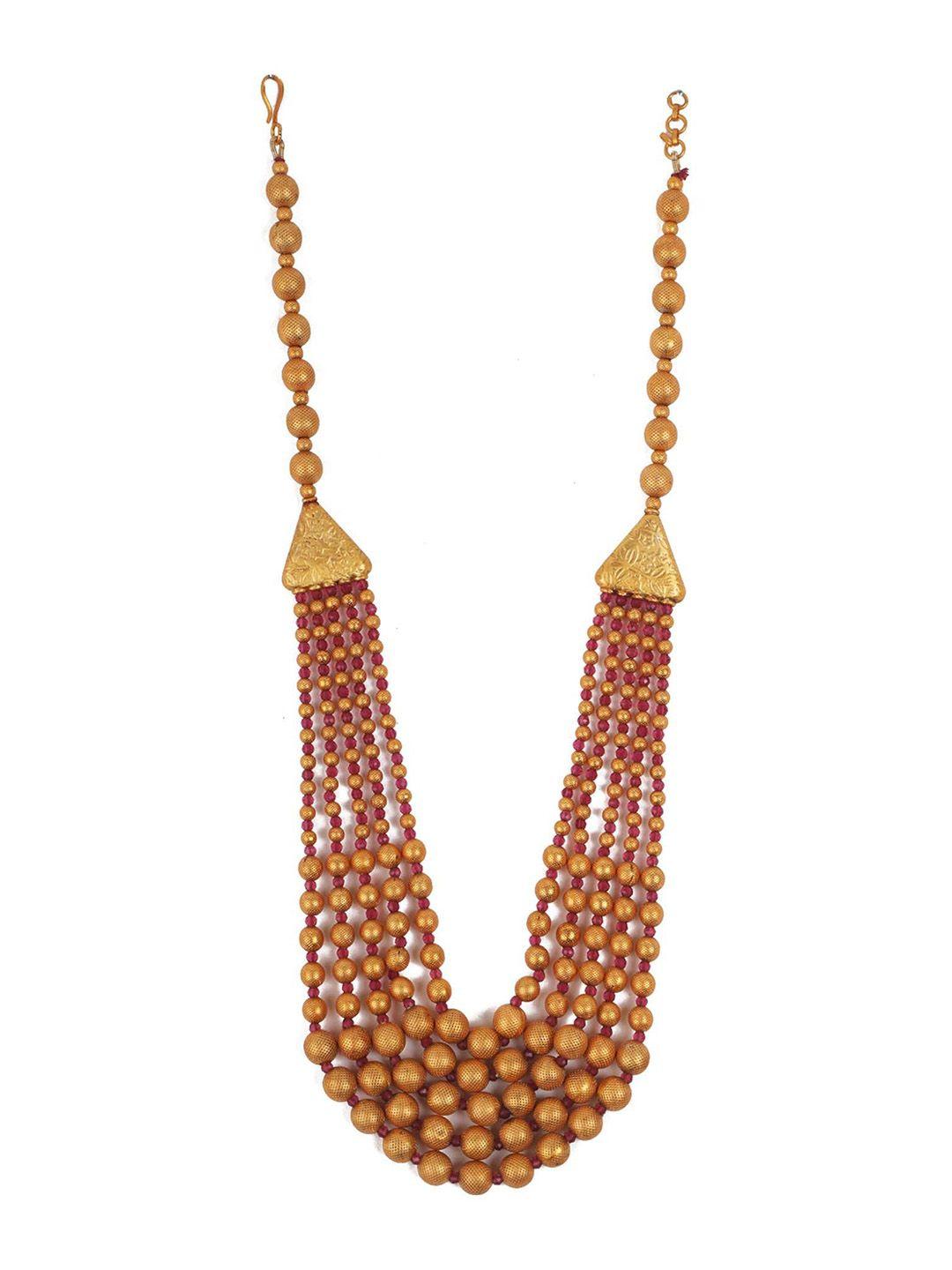 Gold Plated Stone Studded And Beaded Traditional Jewellery Set