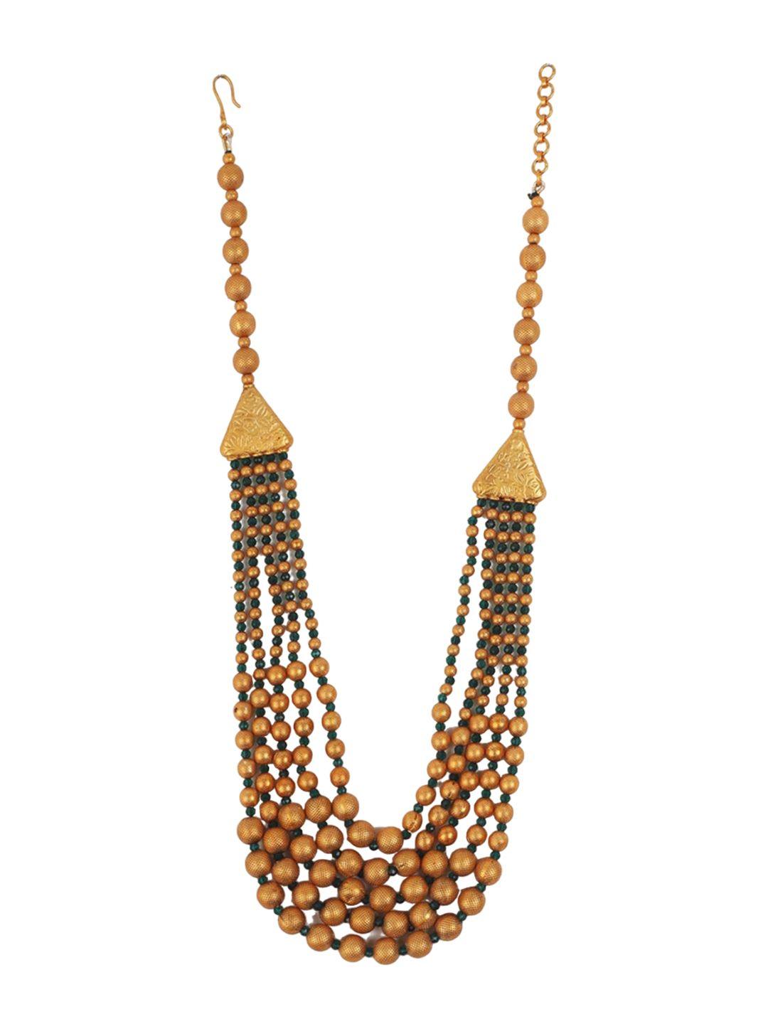 Gold Plated Stone Studded And Beaded Traditional Jewellery Set
