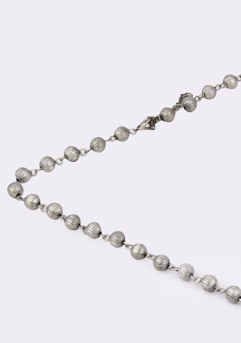 Silver Oxydised Finish Crescent Pendant Necklace Set  