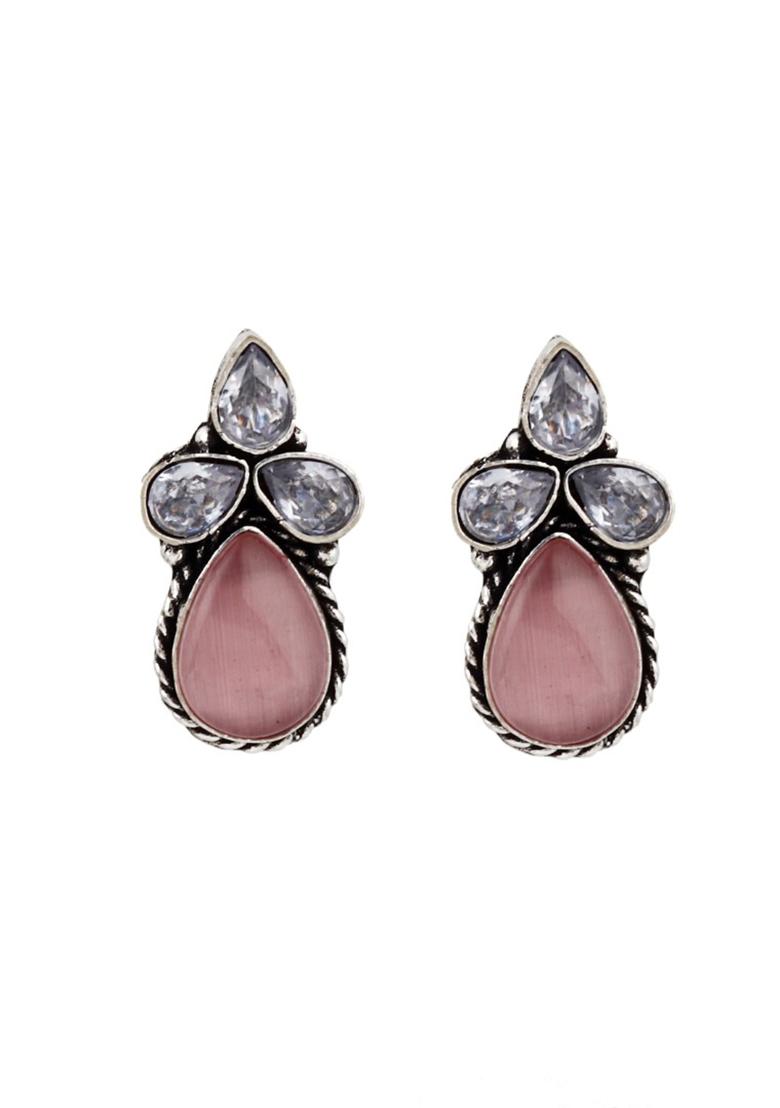 Silver Oxydised Finish Necklace Set With Colourful Meenakari   1