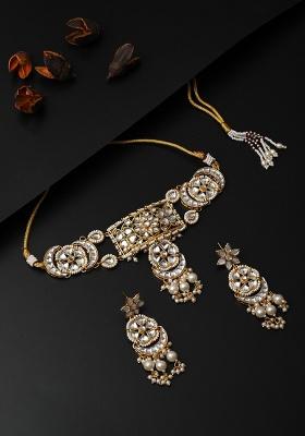 Kundan Meenakari Necklace Set Gold