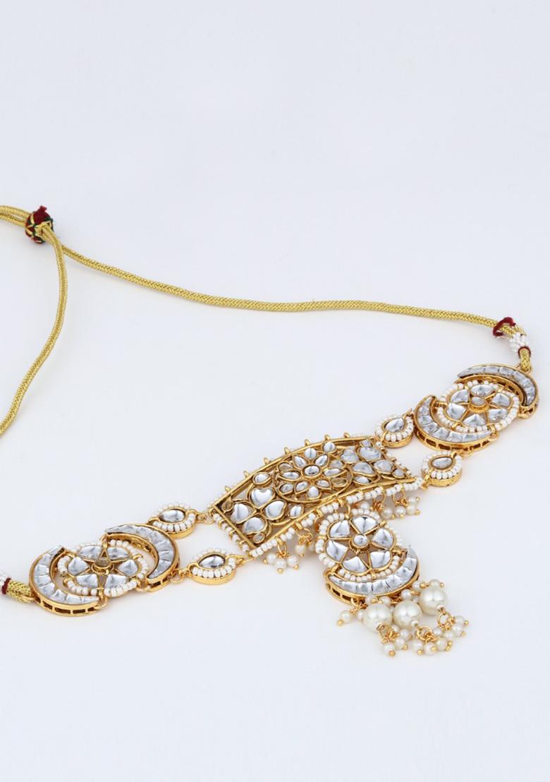 Kundan Meenakari Necklace Set Gold