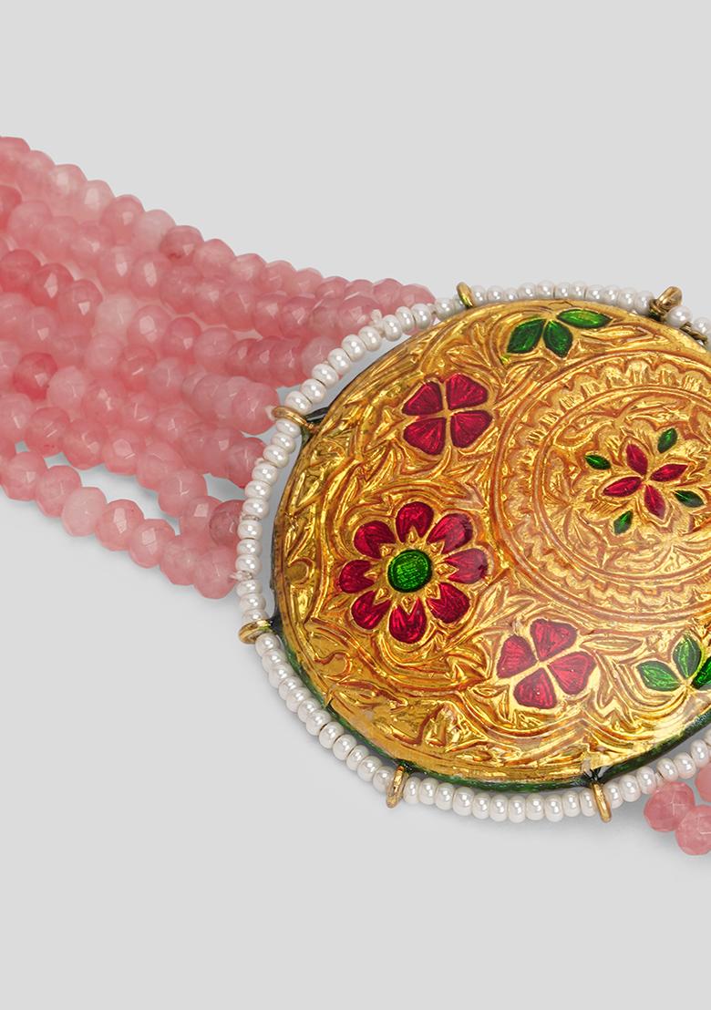 Pachi Kundan Pink Choker Set - Indya