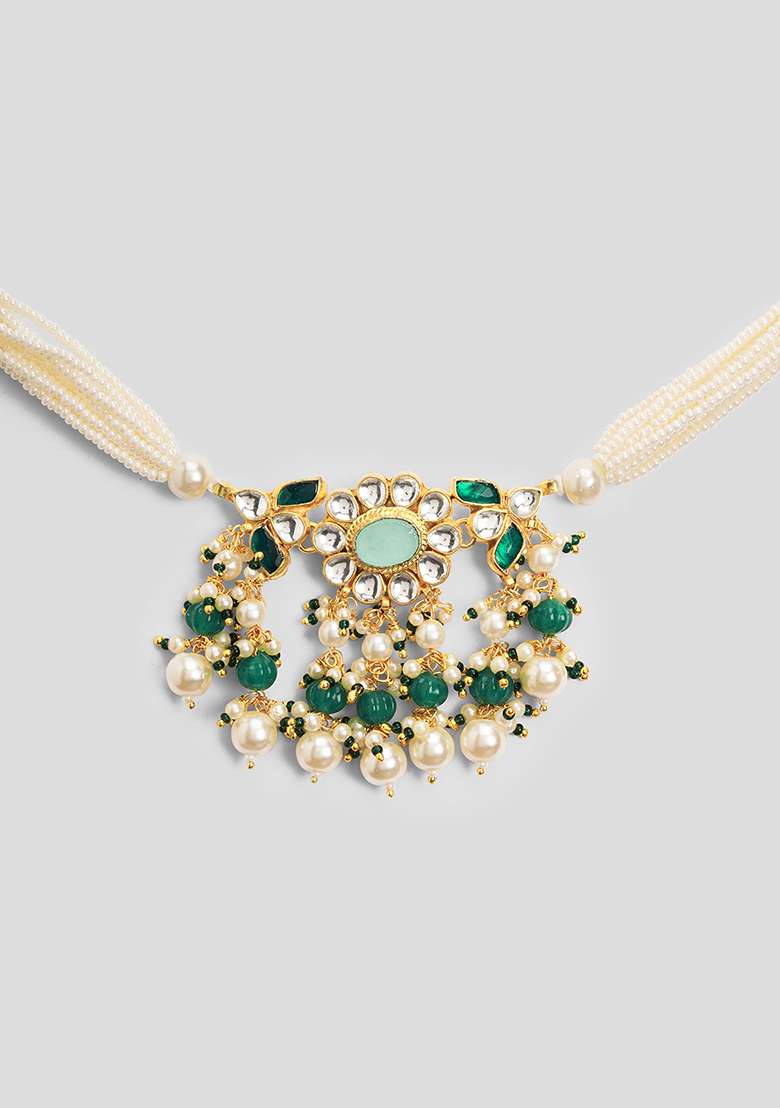 Pachi Kundan Green Choker Set - Indya
