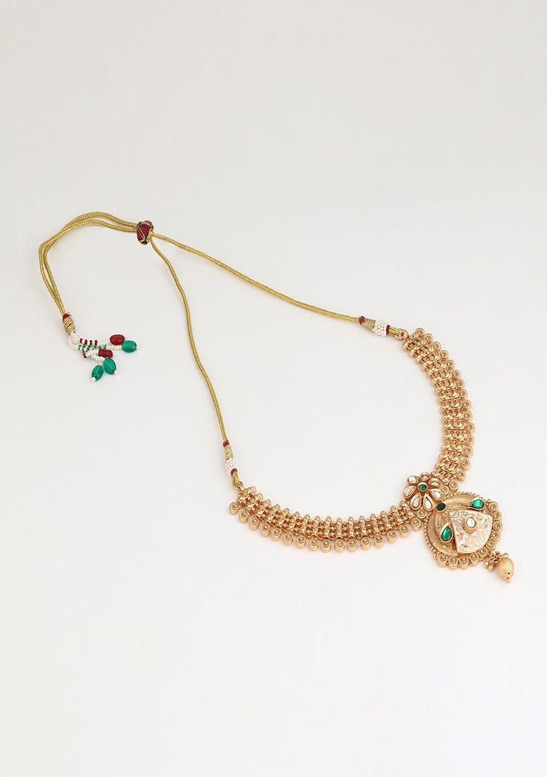 Gold Plated Stones Studded Jewellar Set - Indya