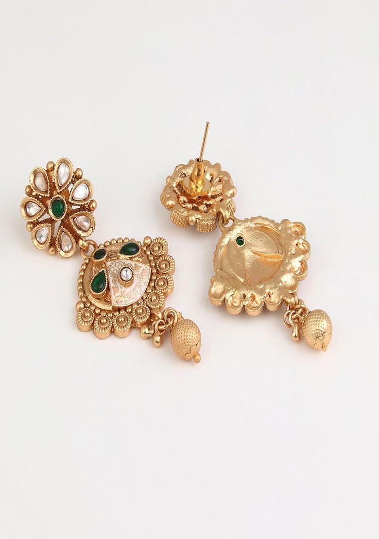 Gold Plated Stones Studded Jewellar Set - Indya