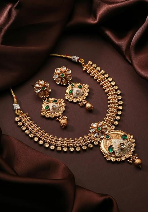 Gold Plated Stones Studded Jewellar Set
