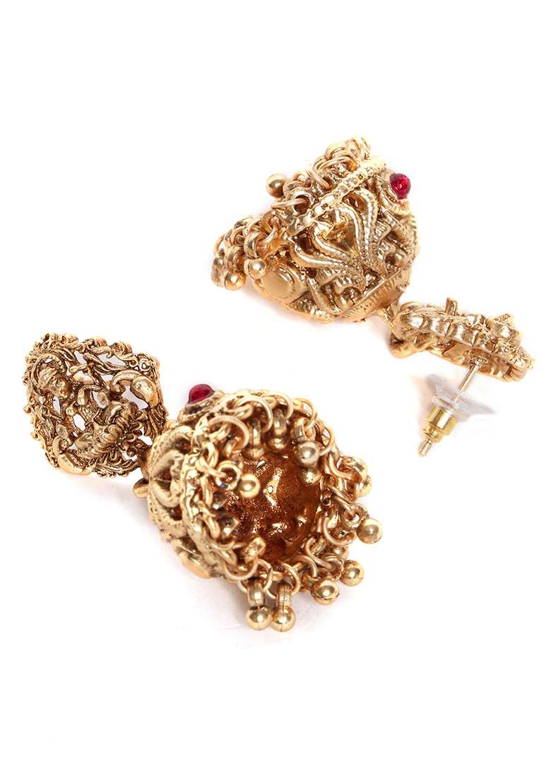 Gold Plated Cubic Zirconia Studded Necklace and Earrings - Indya