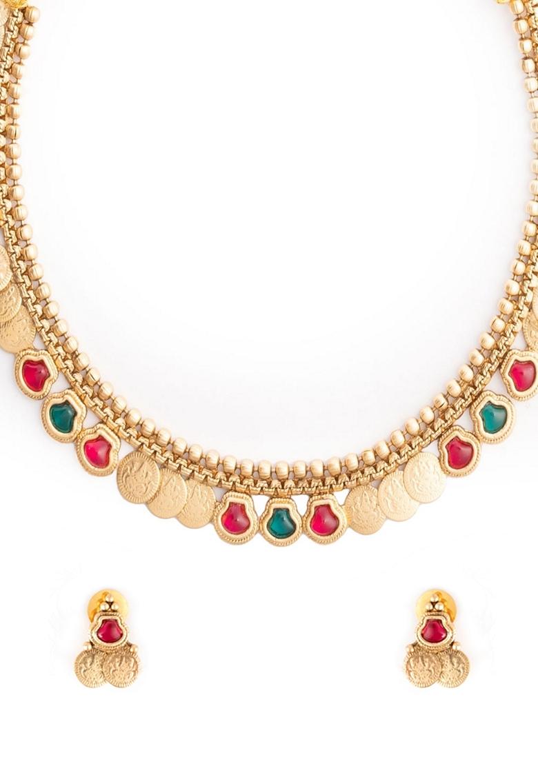 Gold Plated Stone Studded Jewellery Set