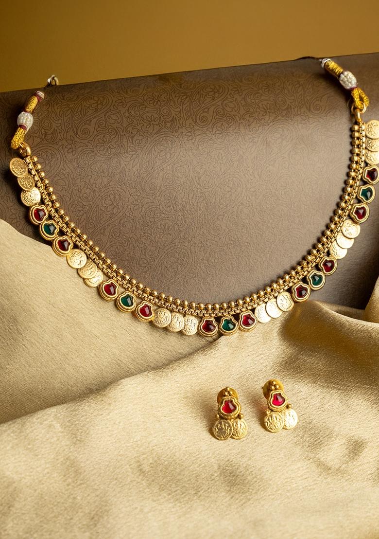 Gold Plated Stone Studded Jewellery Set