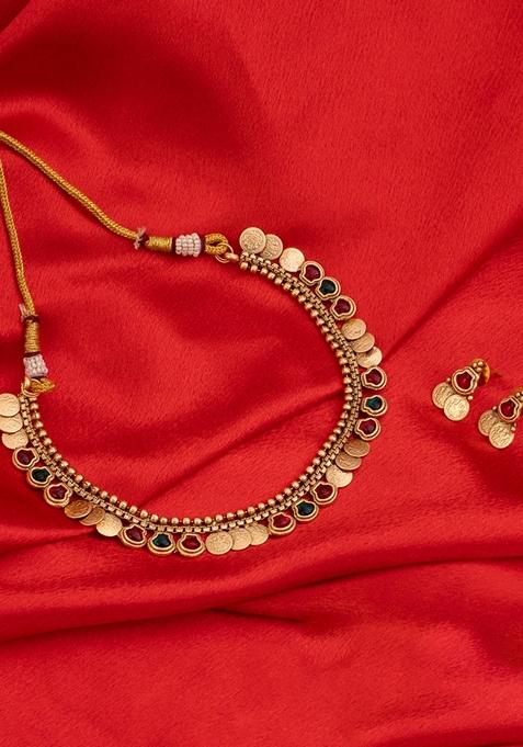 Gold Plated Stone Studded Jewellery Set