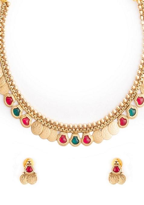Gold Plated Stone Studded Jewellery Set