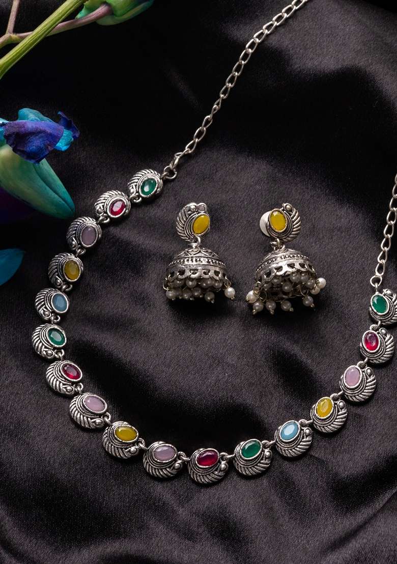 Stones Studded and Beaded Jewellery Set - Indya